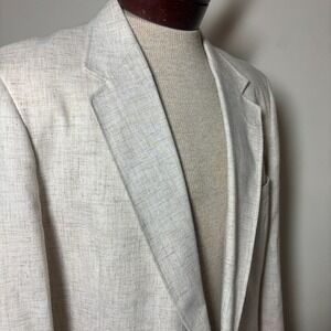 Bespoke USA Tailored Blazer Linen Blend Jacket White/Oatmeal Texture Custom Made